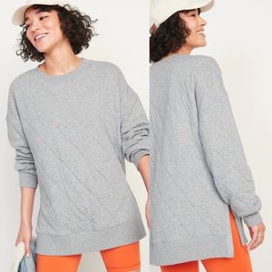 Old Navy Quilted Tunic Sweatshirt Heather Grey